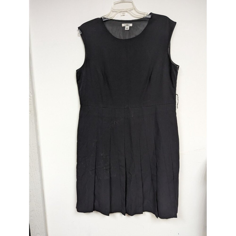 Catos Size 16 Dress Black Pleated Lined Sleeveless Womens